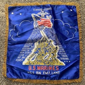 Vintage US Marines silk pillowcase fringe
